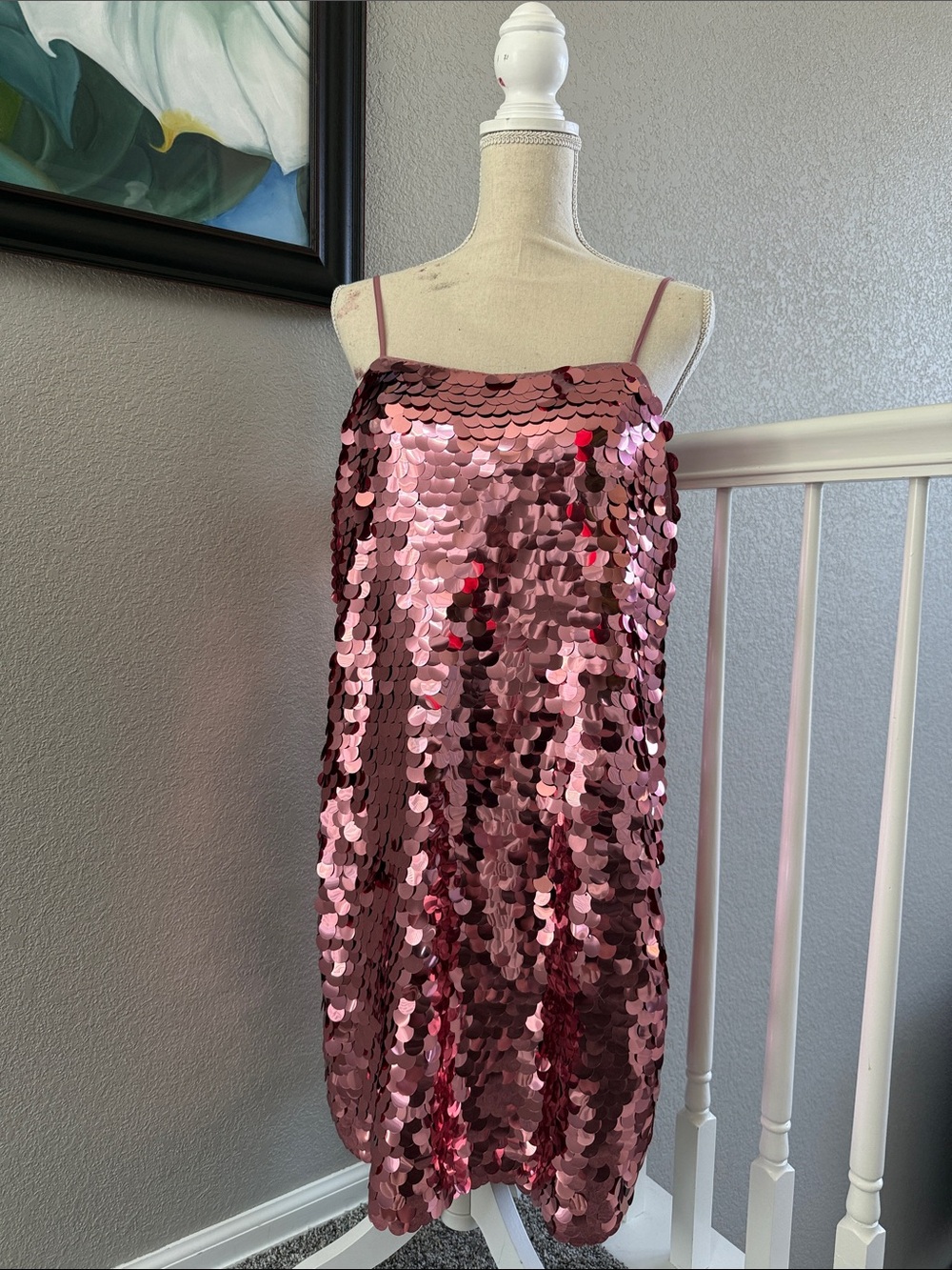 A New Day Rose Pink Large Sequin Mini Dress (XL)